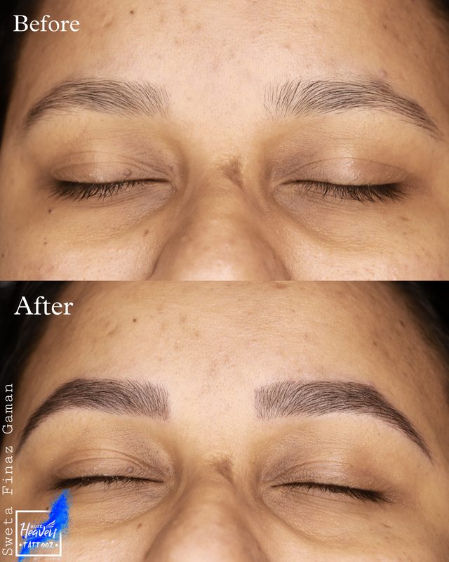 Microblading brows before and after result