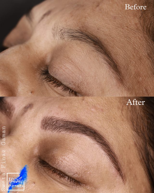 Microblading brows before and after result