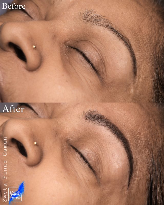 Ombré brows before and after result