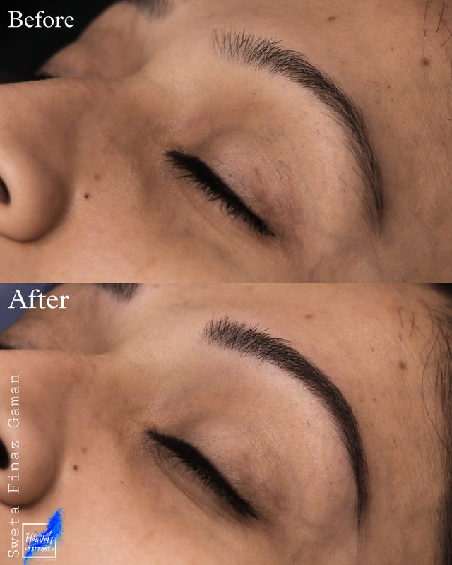 Ombré brows before and after result