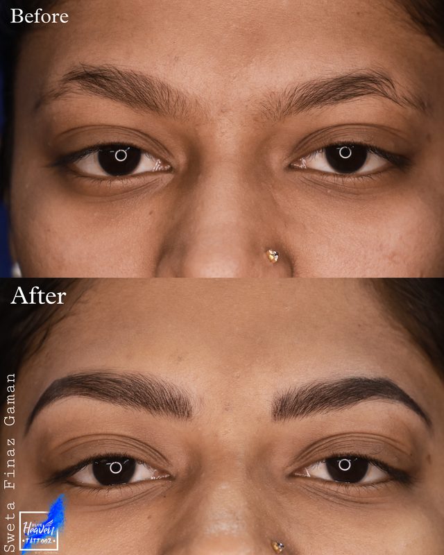 Ombré brows before and after result