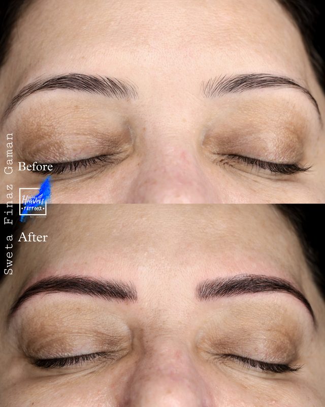 Ombré brows before and after result
