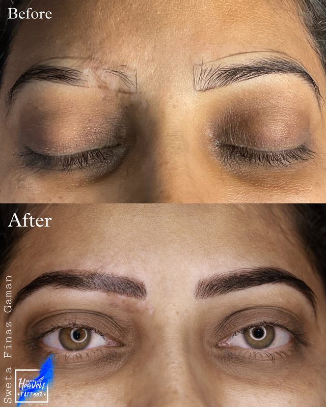 Ombré brows before and after result