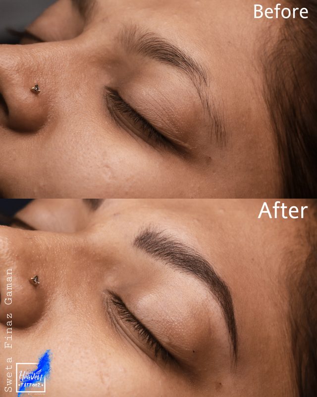 Ombré brows before and after result
