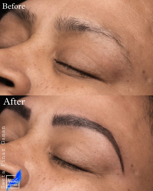 Ombré brows before and after result