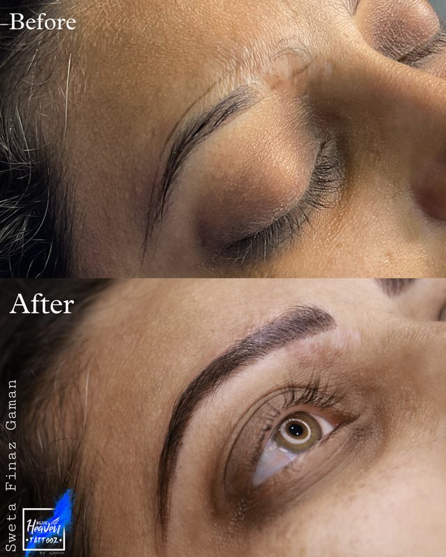 Ombré brows before and after result