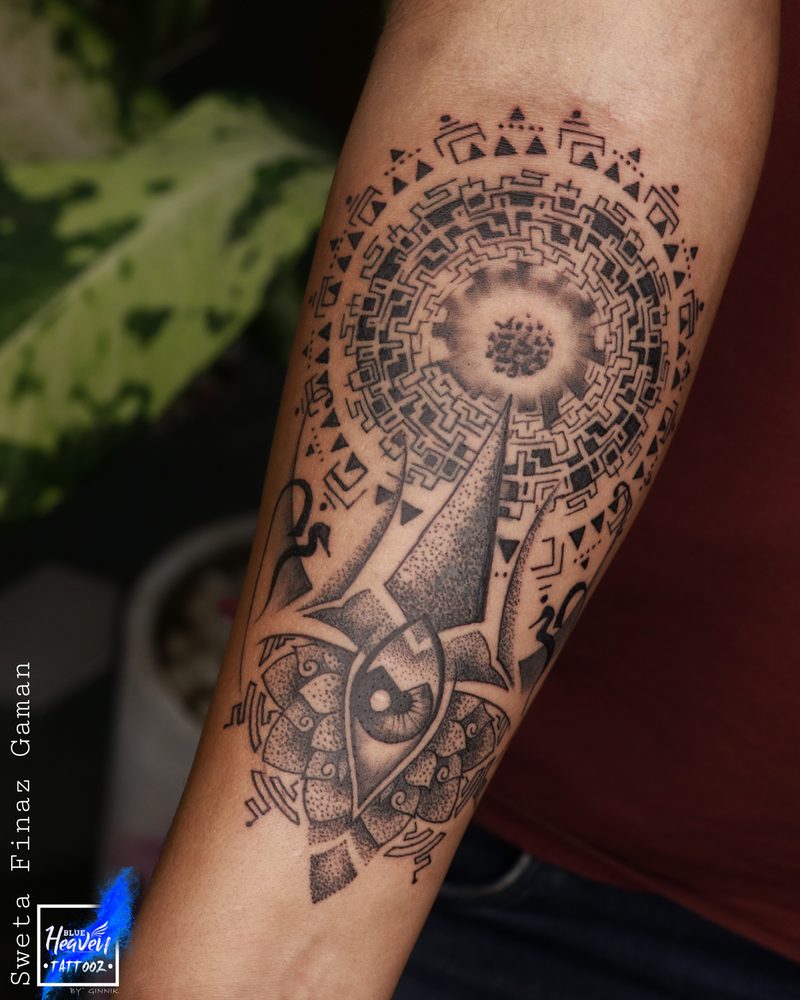 Mandala dotwork tattoo