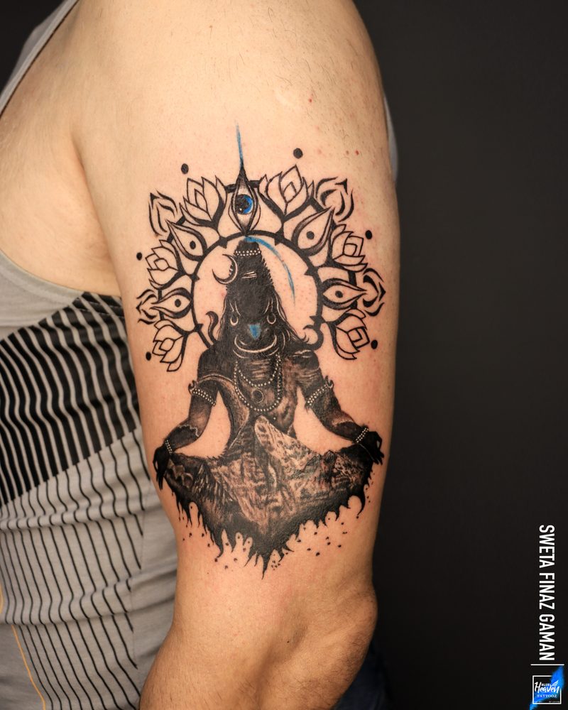 Meditating Lord Shiva mandala tattoo