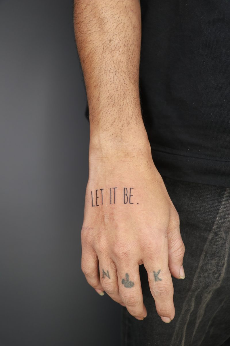Let it be hand script tattoo